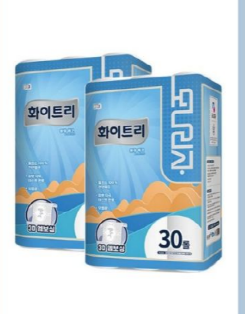 모나리자 화이트리 블랑 에코 3겹30롤22mx1팩 총90롤 두루마리 롤휴지 데코 휴지2+1